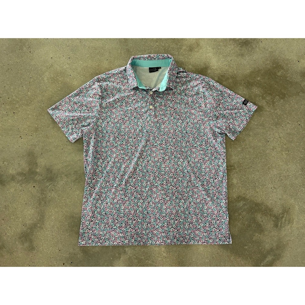 Sunday Swagger Polo Shirt Mens XL Pastel Floral Golf Stretch